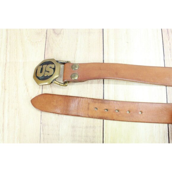 Vintage 70's Bras Tech Ether Guild US Civil War Union Army Military Belt Sz 30" - Picture 3 of 3